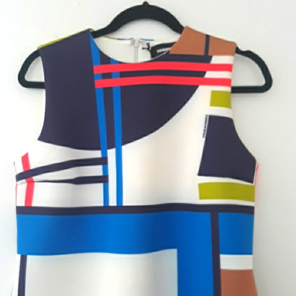 DSQUARED2 Geometric Print Scuba Sheath Dress NWOT  #0746
